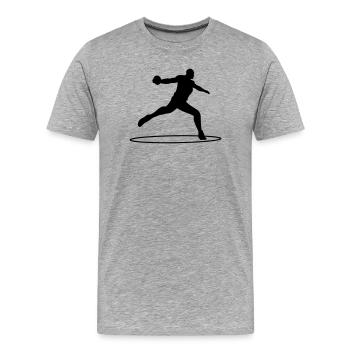 Lanceur de disque - T-shirt bio Premium Homme - gris chiné - Devant - Damien (186cm)