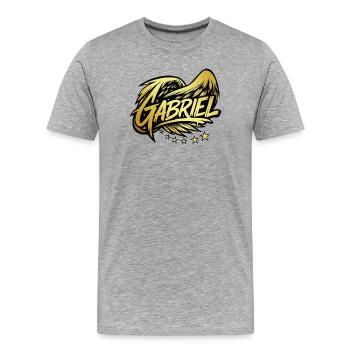 Gabriel Gold Lettering | Celestial Archangel - Men's Premium Organic T-Shirt - heather grey - Front - Damien (186cm)