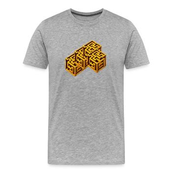 Cube du Labyrinthe d’Or - T-shirt bio Premium Homme - gris chiné - Devant - Damien (186cm)