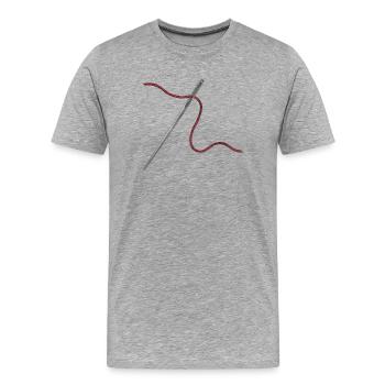 Ornement aiguille et fil - T-shirt bio Premium Homme - gris chiné - Devant - Damien (186cm)
