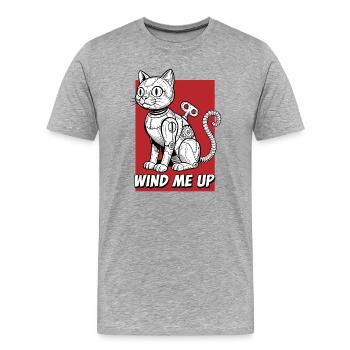 Wind Me Up Cat Robot - Men's Premium Organic T-Shirt - heather grey - Front - Damien (186cm)