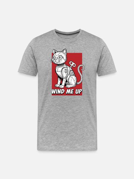Wind Me Up Cat Robot - Men's Premium Organic T-Shirt - heather grey