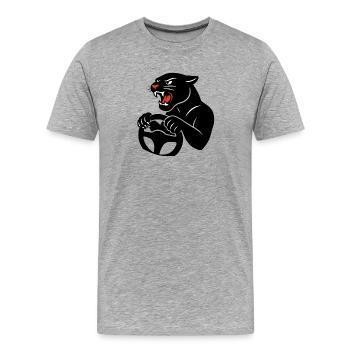 Big cat at the wheel - Men's Premium Organic T-Shirt - heather grey - Front - Damien (186cm)