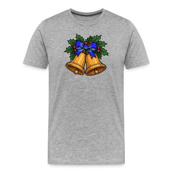 Cloches de Noël avec ruban bleu - T-shirt bio Premium Homme - gris chiné - Devant - Damien (186cm)
