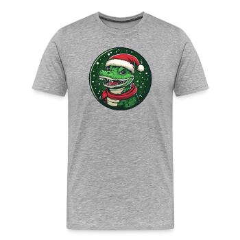 Alligator with Santa Hat - Men's Premium Organic T-Shirt - heather grey - Front - Damien (186cm)