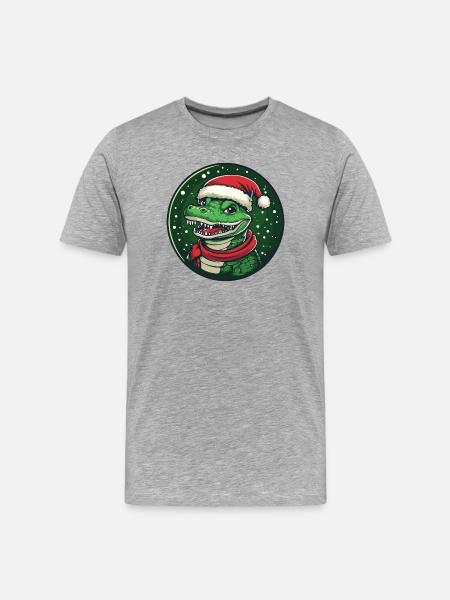 Alligator with Santa Hat - Men's Premium Organic T-Shirt - heather grey