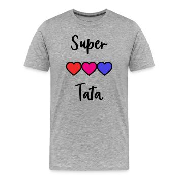 TATA. TANTE. PATIN. MAMA. WERDENDE MUTTER. RELATIV - Männer Premium Bio T-Shirt - Grau meliert - Vorne - Damien (186cm)