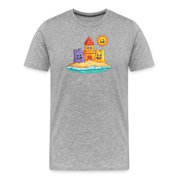 Drôle de château de sable avec le soleil - T-shirt bio Premium Homme - gris chiné - Devant - Damien (186cm)