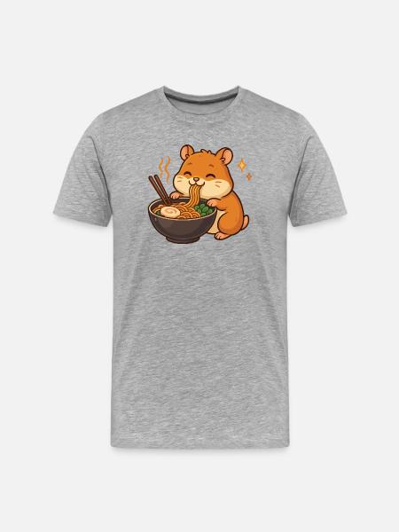Hamster with noodles ramen kawaii hamster - Men's Premium Organic T-Shirt - heather grey