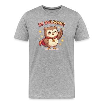 Sois la chouette super-héroïne - T-shirt bio Premium Homme - gris chiné - Devant - Damien (186cm)