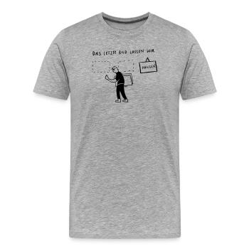 La dernière photo... On va le laisser en suspens - T-shirt bio Premium Homme - gris chiné - Devant - Damien (186cm)