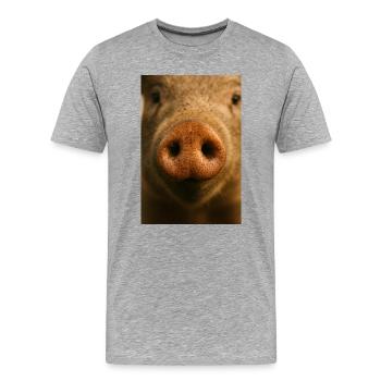 Warm Close Up Of Pig Snout - Men's Premium Organic T-Shirt - heather grey - Front - Damien (186cm)