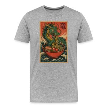Nouilles dragon dans un bois ondulé - T-shirt bio Premium Homme - gris chiné - Devant - Damien (186cm)