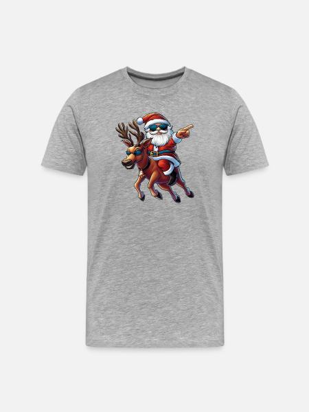 cool Santa Claus and reindeer :) - Men's Premium Organic T-Shirt - heather grey