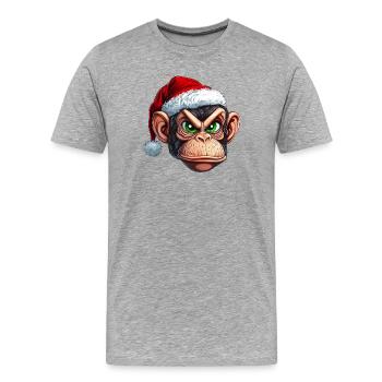 Monkey with Santa hat :) - Men's Premium Organic T-Shirt - heather grey - Front - Damien (186cm)