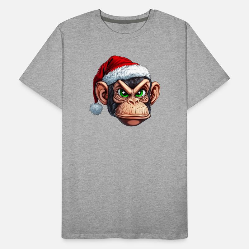 Affe mit Weihnachtsmütze :) Männer Premium Bio T-Shirt