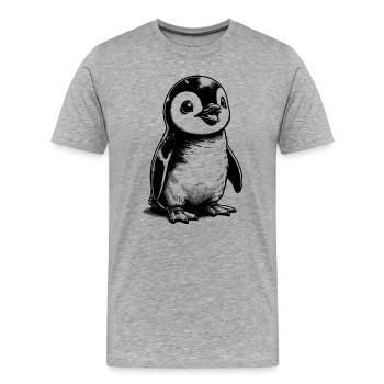 Bébé Pingouin Enfant Câlin Petit Enfant Mignon Câlin - T-shirt bio Premium Homme - gris chiné - Devant - Damien (186cm)