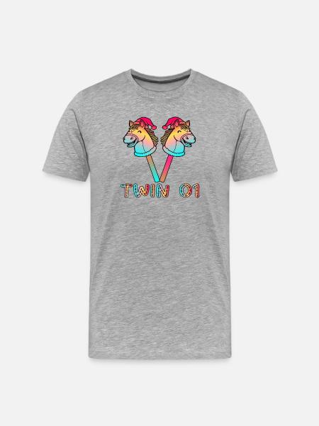 Christmas Hobby Horsing Twin 01 - Men's Premium Organic T-Shirt - heather grey