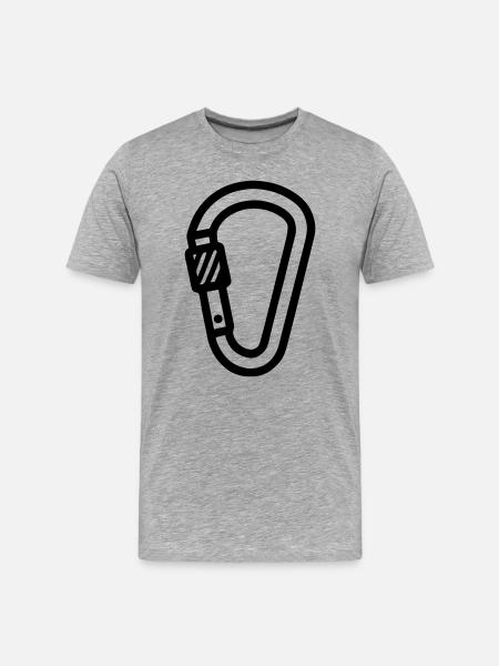 Karabiner Symbol Klettern - Männer Premium Bio T-Shirt - Grau meliert