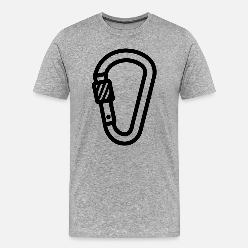 Karabiner Symbol Klettern - Männer Premium Bio T-Shirt - Grau meliert