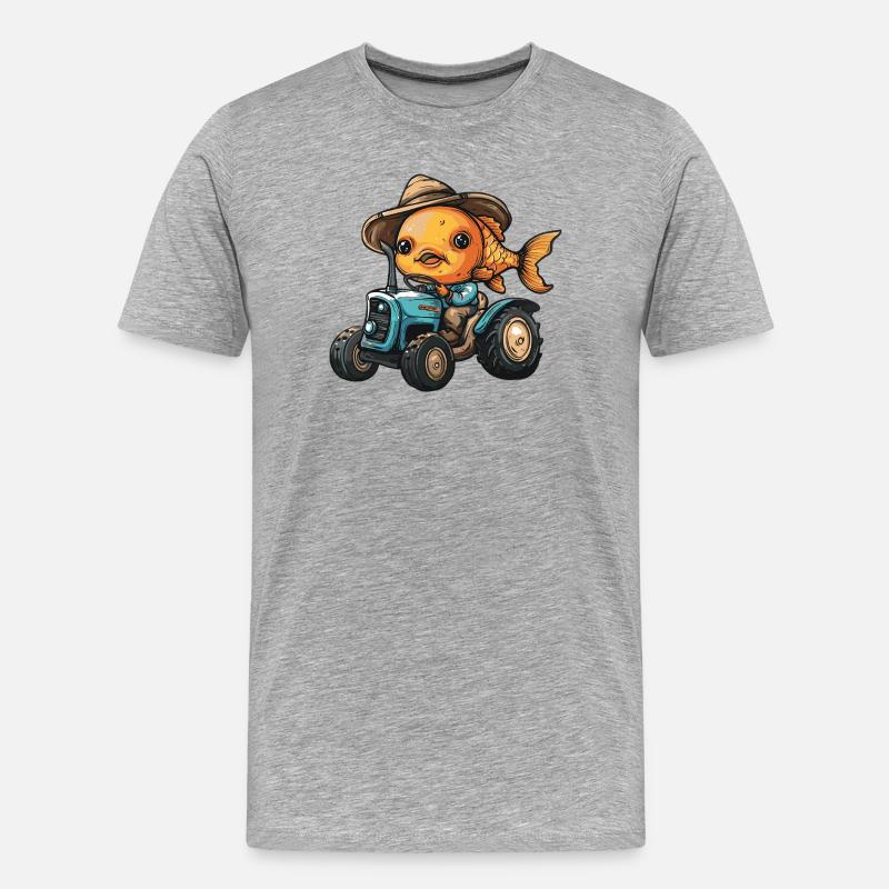 Goldfisch Traktor Farmer - Männer Premium Bio T-Shirt - Grau meliert