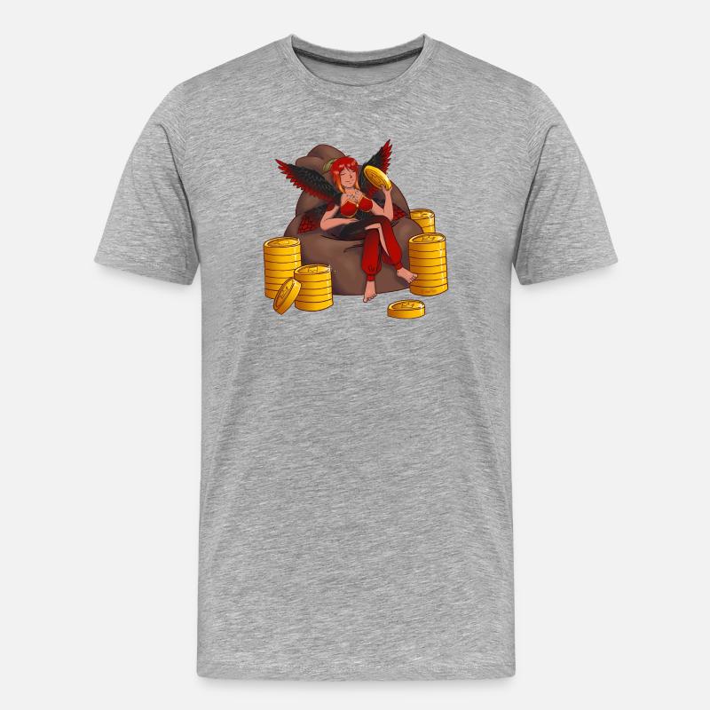 Schatzwächterin mit Flügeln - Männer Premium Bio T-Shirt - Grau meliert