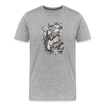 Noir Blattwerk Gold Akzent - Männer Premium Bio T-Shirt - Grau meliert - Vorne - Damien (186cm)
