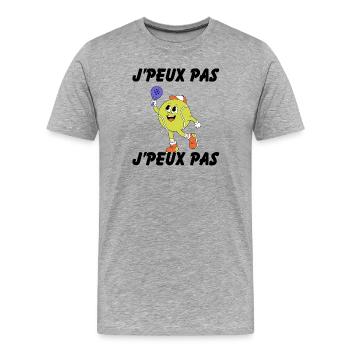 Ich kann nicht, ich habe ein Padel-Geschenk - Männer Premium Bio T-Shirt - Grau meliert - Vorne - Damien (186cm)
