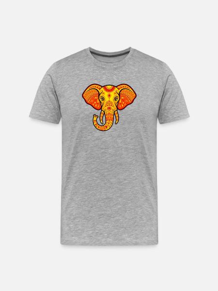 Vibrant orange elephant - Men's Premium Organic T-Shirt - heather grey