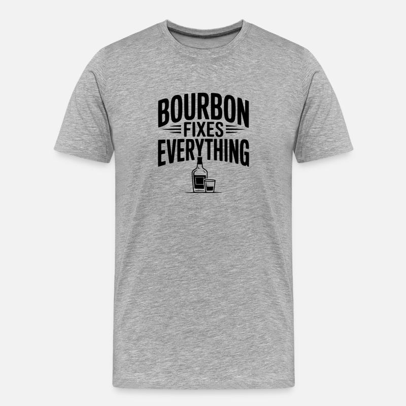 Bourbon repariert alles - Männer Premium Bio T-Shirt - Grau meliert