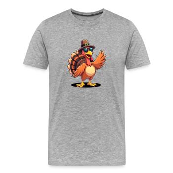 Thanksgiving Drôle Dinde de Thanksgiving - T-shirt bio Premium Homme - gris chiné - Devant - Damien (186cm)