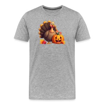 Thanksgiving Funny Thanksgiving Turkey - Men's Premium Organic T-Shirt - heather grey - Front - Damien (186cm)