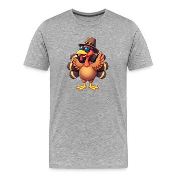 Thanksgiving Drôle Dinde de Thanksgiving - T-shirt bio Premium Homme - gris chiné - Devant - Damien (186cm)