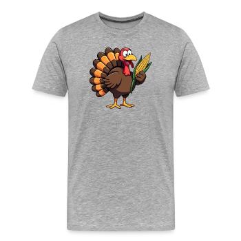Thanksgiving Funny Thanksgiving Turkey - Men's Premium Organic T-Shirt - heather grey - Front - Damien (186cm)