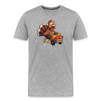 Thanksgiving Funny Thanksgiving Turkey - Men's Premium Organic T-Shirt - heather grey - Front - Damien (186cm)