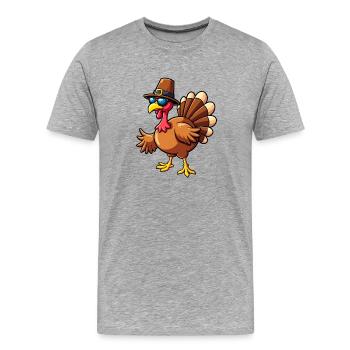 Thanksgiving Funny Thanksgiving Turkey - Men's Premium Organic T-Shirt - heather grey - Front - Damien (186cm)