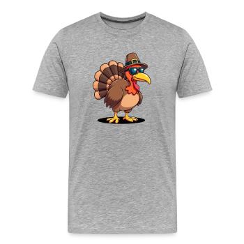 Thanksgiving Funny Thanksgiving Turkey - Men's Premium Organic T-Shirt - heather grey - Front - Damien (186cm)
