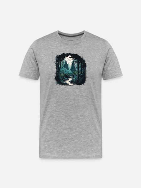 Mondwaldpfad im Mondschein - Männer Premium Bio T-Shirt - Grau meliert
