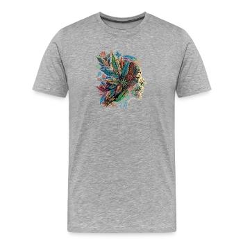 Psychedelische Blattensilhouette - Männer Premium Bio T-Shirt - Grau meliert - Vorne - Damien (186cm)