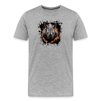 Éclaboussure de couleur animale rhinocéros - T-shirt bio Premium Homme - gris chiné - Devant - Damien (186cm)