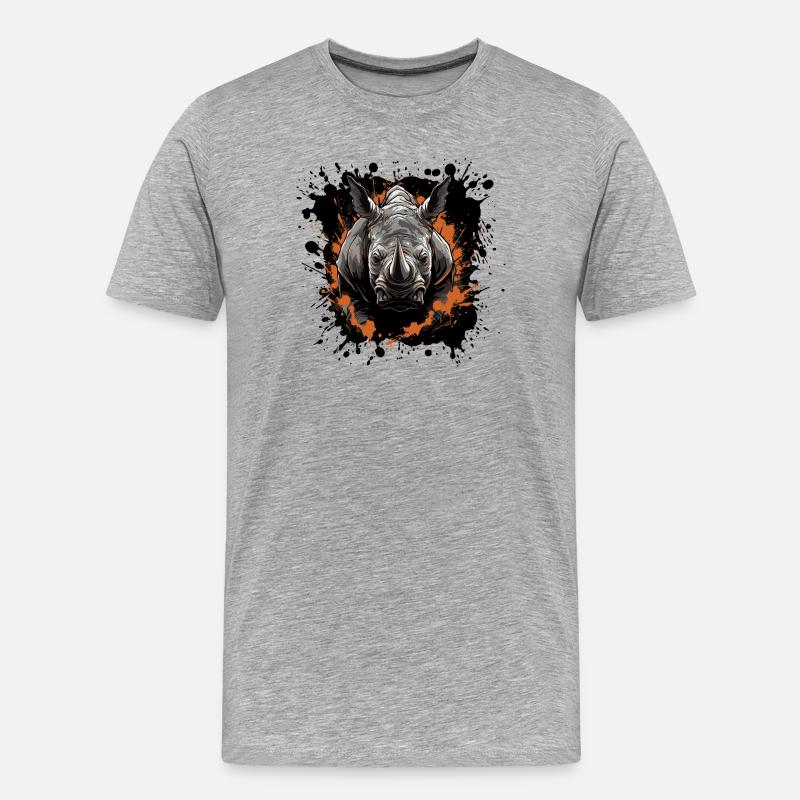 Nashorn Tier Farbklecks - Männer Premium Bio T-Shirt - Grau meliert