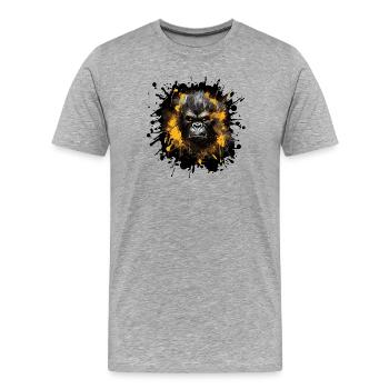 Gorilla Splatter Portrait - Men's Premium Organic T-Shirt - heather grey - Front - Damien (186cm)