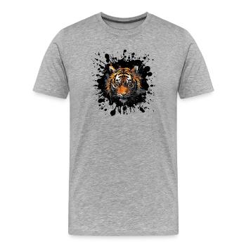 Éclat de couleur animal tigre - T-shirt bio Premium Homme - gris chiné - Devant - Damien (186cm)