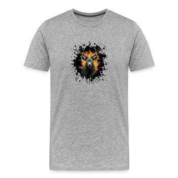 Animal de cerf tête de cerf - T-shirt bio Premium Homme - gris chiné - Devant - Damien (186cm)