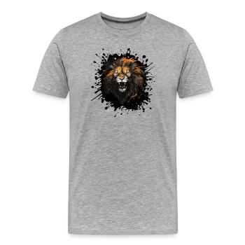 Masses de Lion Head Lion - T-shirt bio Premium Homme - gris chiné - Devant - Damien (186cm)