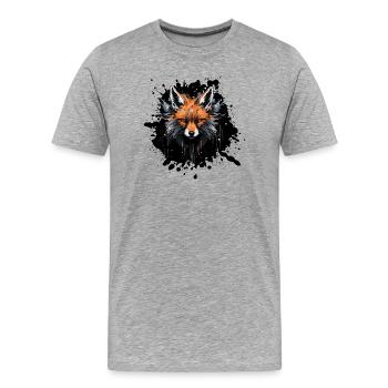 Renard Aquarelle - T-shirt bio Premium Homme - gris chiné - Devant - Damien (186cm)
