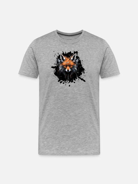 Renard Aquarelle - T-shirt bio Premium Homme - gris chiné