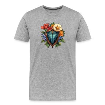 Blumenshield Heraldik - Männer Premium Bio T-Shirt - Grau meliert - Vorne - Damien (186cm)