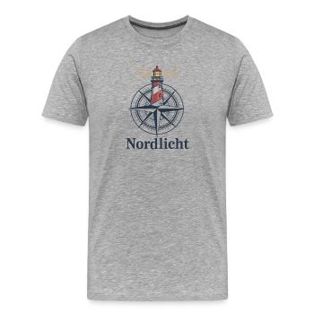 Compas du phare des aurores boréales Côte de la mer du Nord Mer Baltique - T-shirt bio Premium Homme - gris chiné - Devant - Damien (186cm)