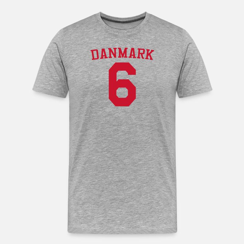Dänemark 6 – Rotes Textdesign - Männer Premium Bio T-Shirt - Grau meliert